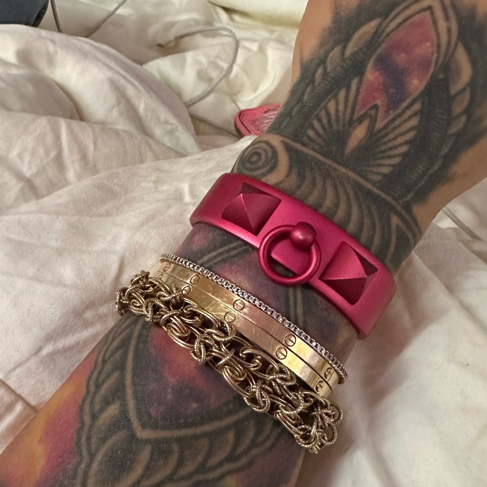Hermes Collier De Chien Medor Aluminum Sunset Aluminum Bangle Rose Pink